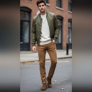 Zara Man, Mustard/Amber Chinos, Stretch Slim Fit Pants, Men's 30